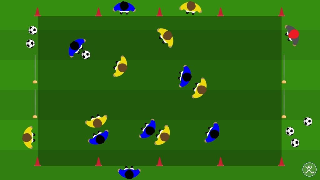 Smarcamento 7v7 con sponde esercizio per Pulcini ed Esordienti