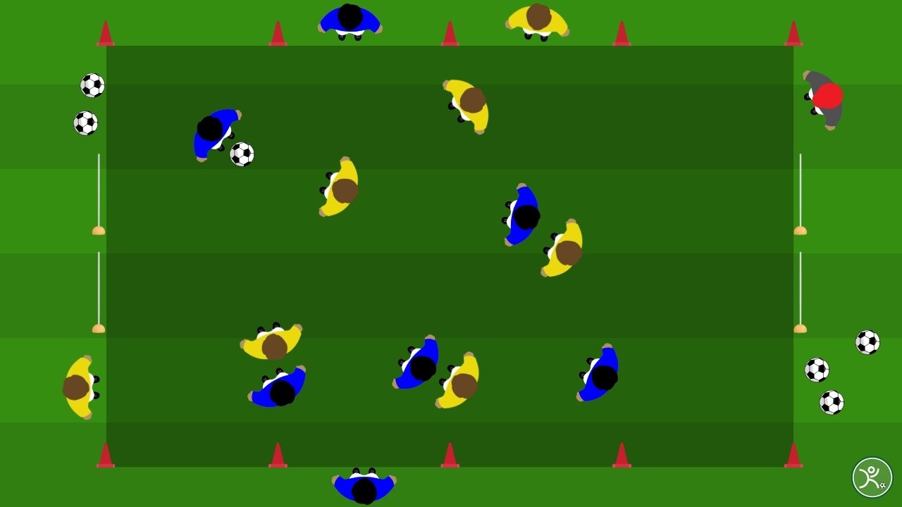 Smarcamento 7v7 con sponde esercizio per Pulcini ed Esordienti