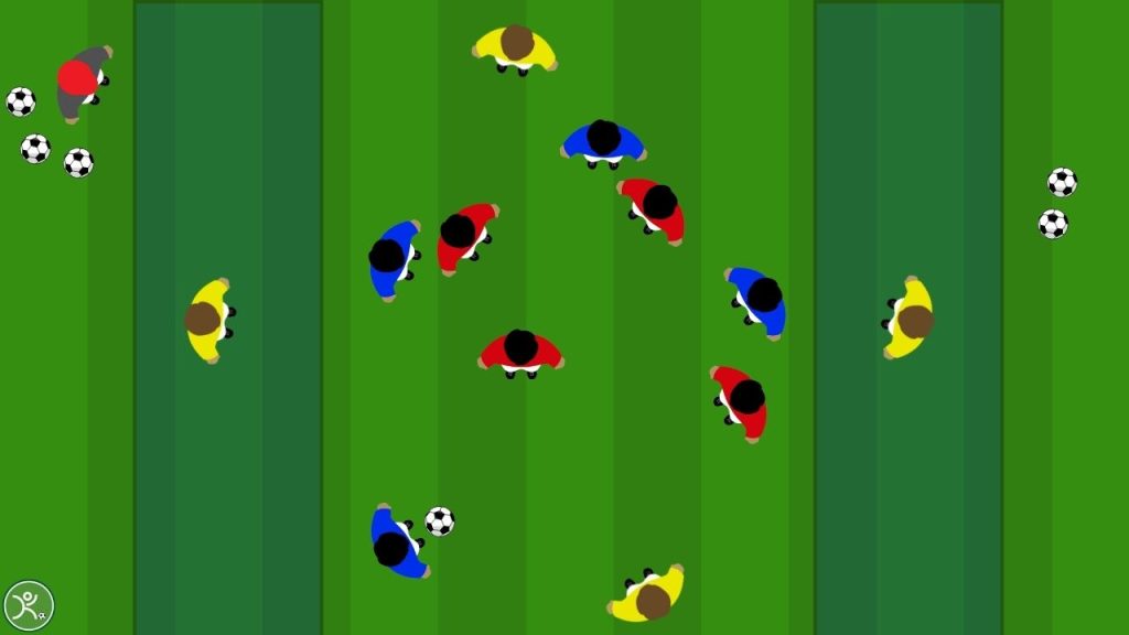 Possesso palla 8 contro 4 con settori neutri a tre squadre