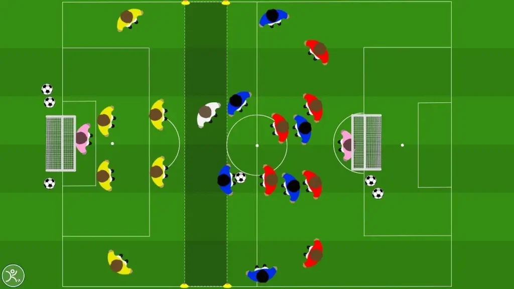 Partita a tema a settori transizioni e contropressione in campo diviso